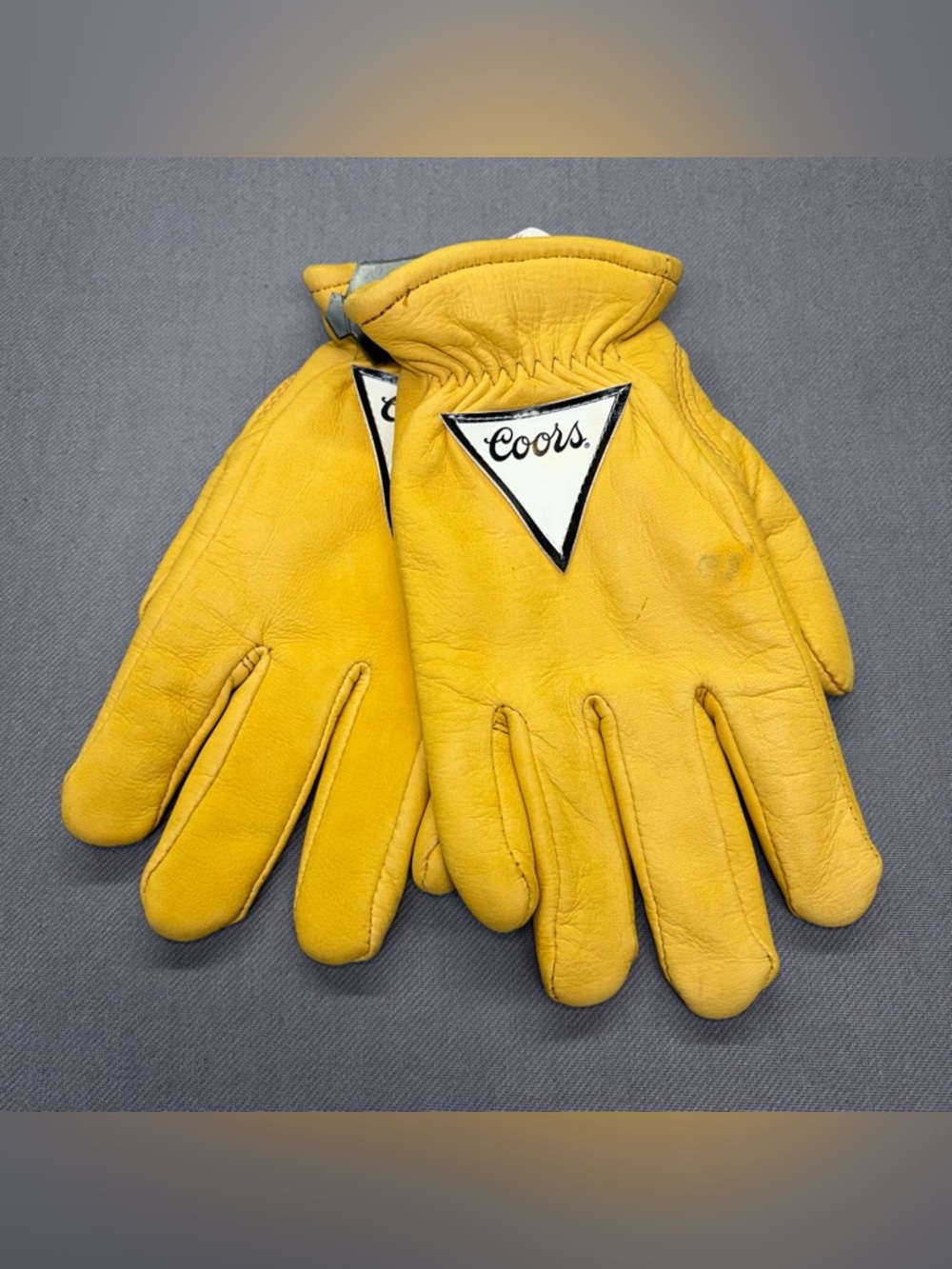 Vintage Coors Leather Work Gloves Men S Yellow Thinsulate Insulated USA Beer